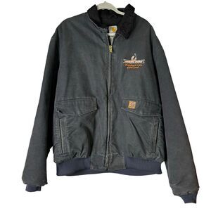 Carhart Jacket Mens 2XL Tall Gray Chore Coat Interior‎ Pockets Ribbed Cuff Waist